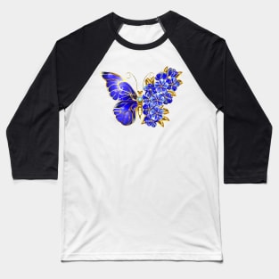 Flower Sapphire Butterfly Baseball T-Shirt